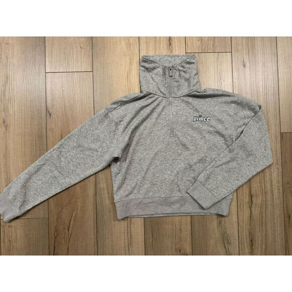NWT Prince Pickleball Women's Cropped 1/4 Zip Pullover Sweatshirt Grey M Medium - Picture 4 of 4